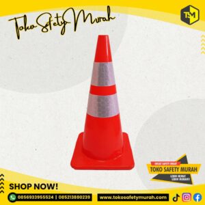Traffic Cone Karet Lentur / Kerucut Jalan Tebal Kokoh / Safety Cone 70 cm Orange Mengkilap Premium 70cm #Jual Alat Pelindung Diri APD Alat Keselamatan Kerja K3