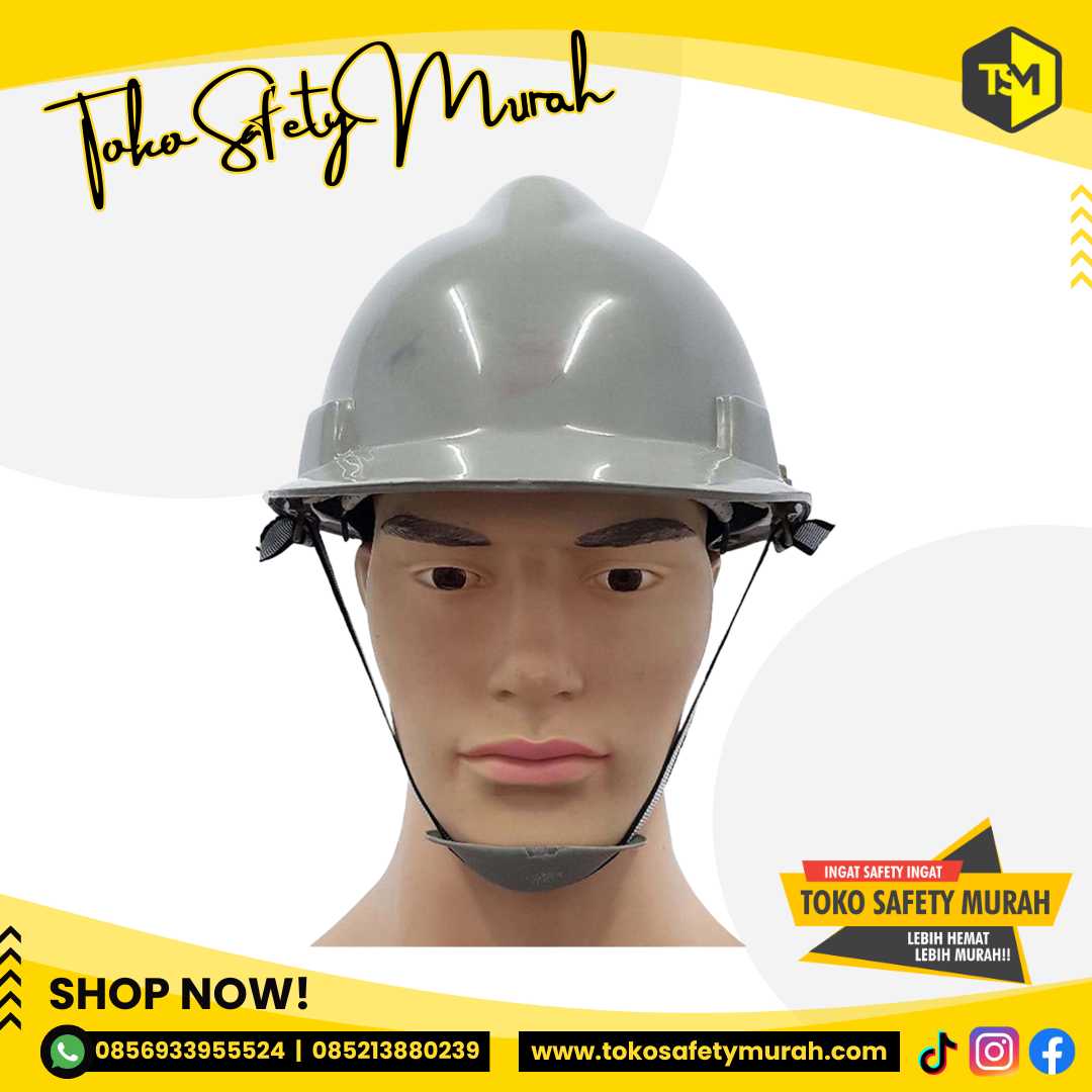 Helm Pengunjung Proyek Safety A3 Abu Abu + Inner Fastrack + Tali Dagu #Jual Alat Pelindung Diri APD Alat Keselamatan Kerja K3 - Image 2