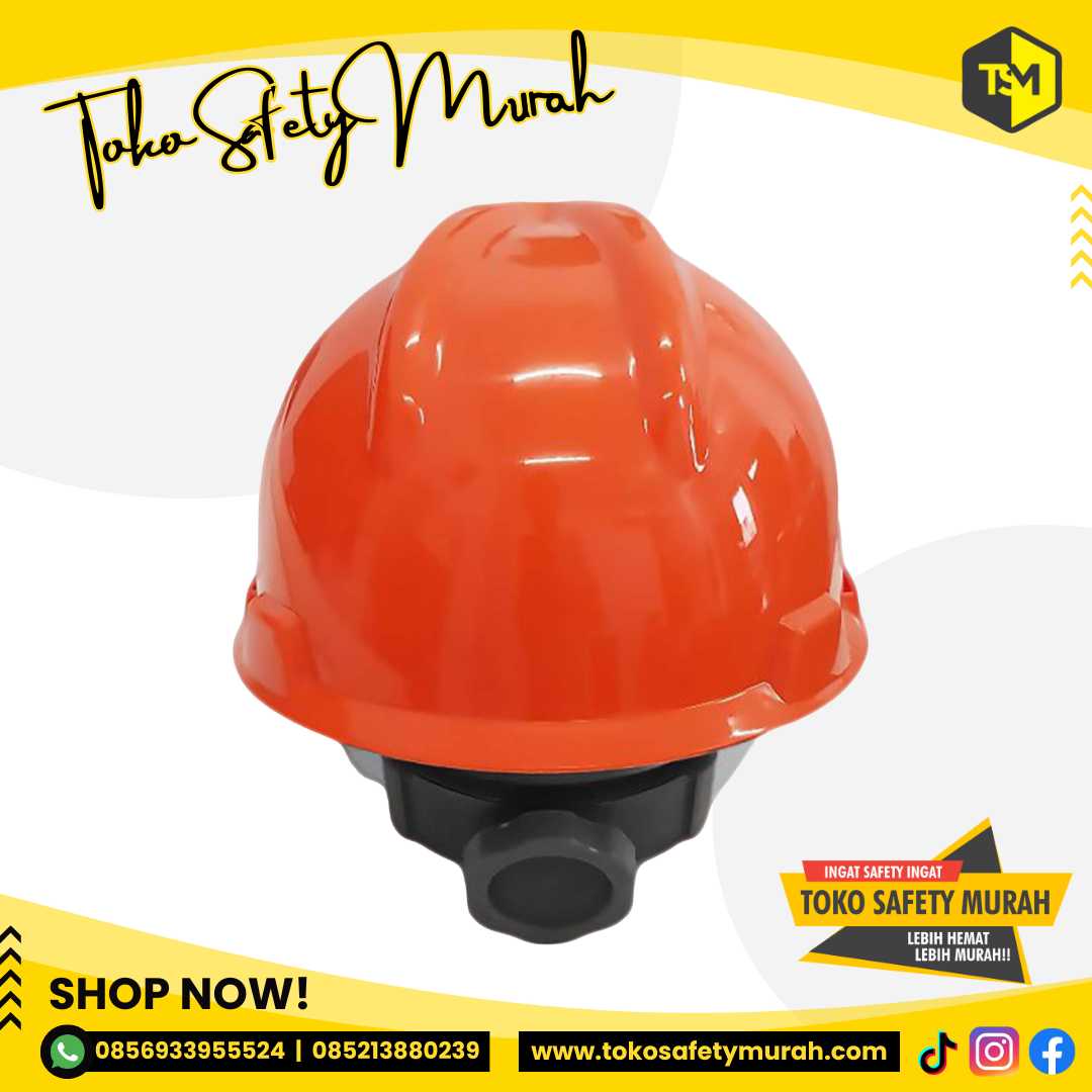 Helm SNI Proyek AAA Orange + Fastrek Sarang Putar + Tali Dagu. Helmet Warna Terang Mengkilap #Jual Alat Pelindung Diri APD Alat Keselamatan Kerja K3 - Image 5