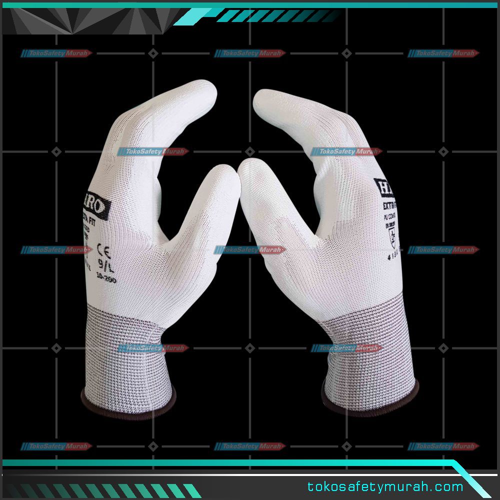 Sarung Tangan Palmfit Merk Hiro Palm Fit Glove Polyester Putih White #Jual Alat Pelindung Diri APD Alat Keselamatan Kerja K3 - Image 3