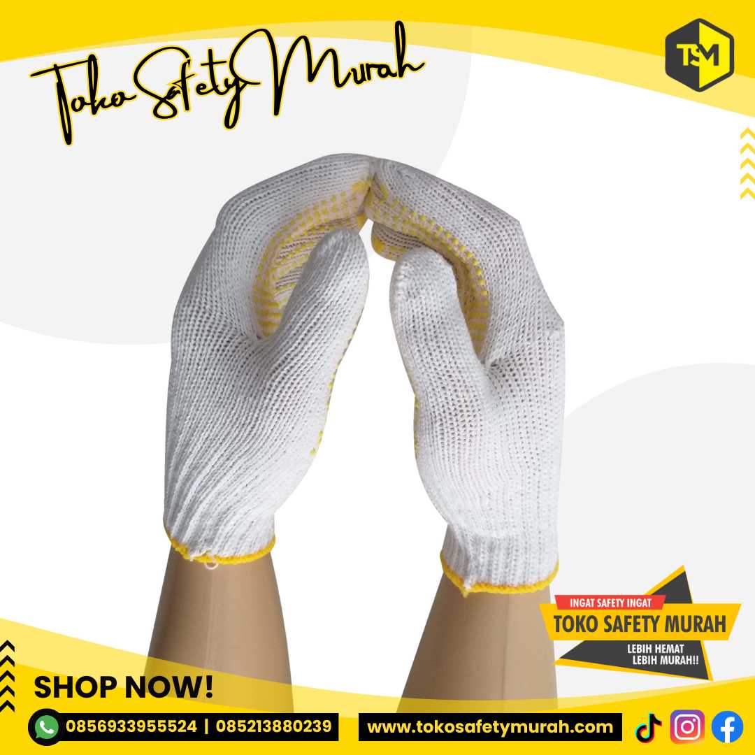 Sarung Tangan Benang Bintik Kuning Matahari Dotting Kuning Polkadot Matahari Lusinan #Jual Alat Pelindung Diri APD Alat Keselamatan Kerja K3 - Image 3