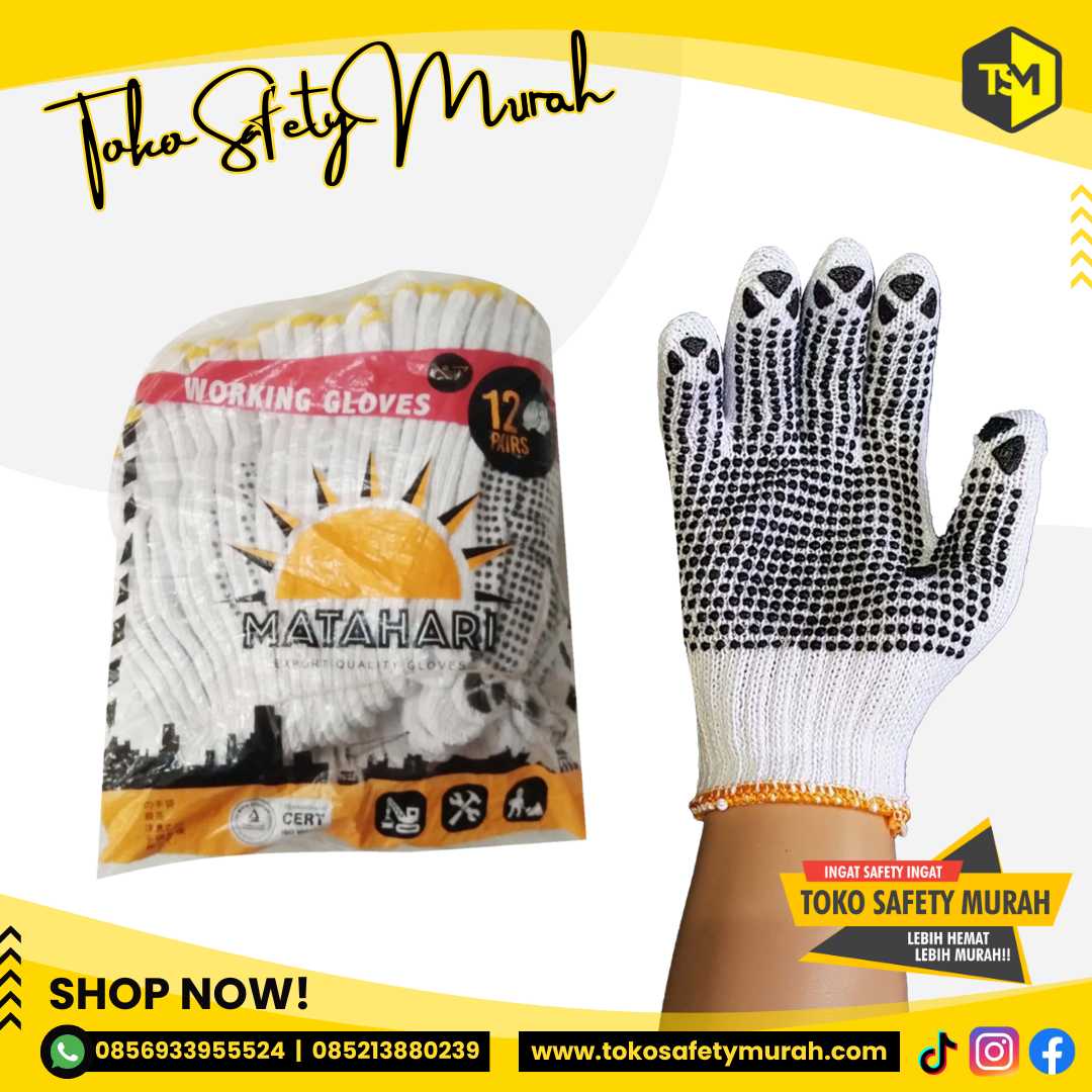 Sarung Tangan Bintik Hitam Tebal Dotting Hitam Matahari Murah Grosir #Jual Alat Pelindung Diri APD Alat Keselamatan Kerja K3