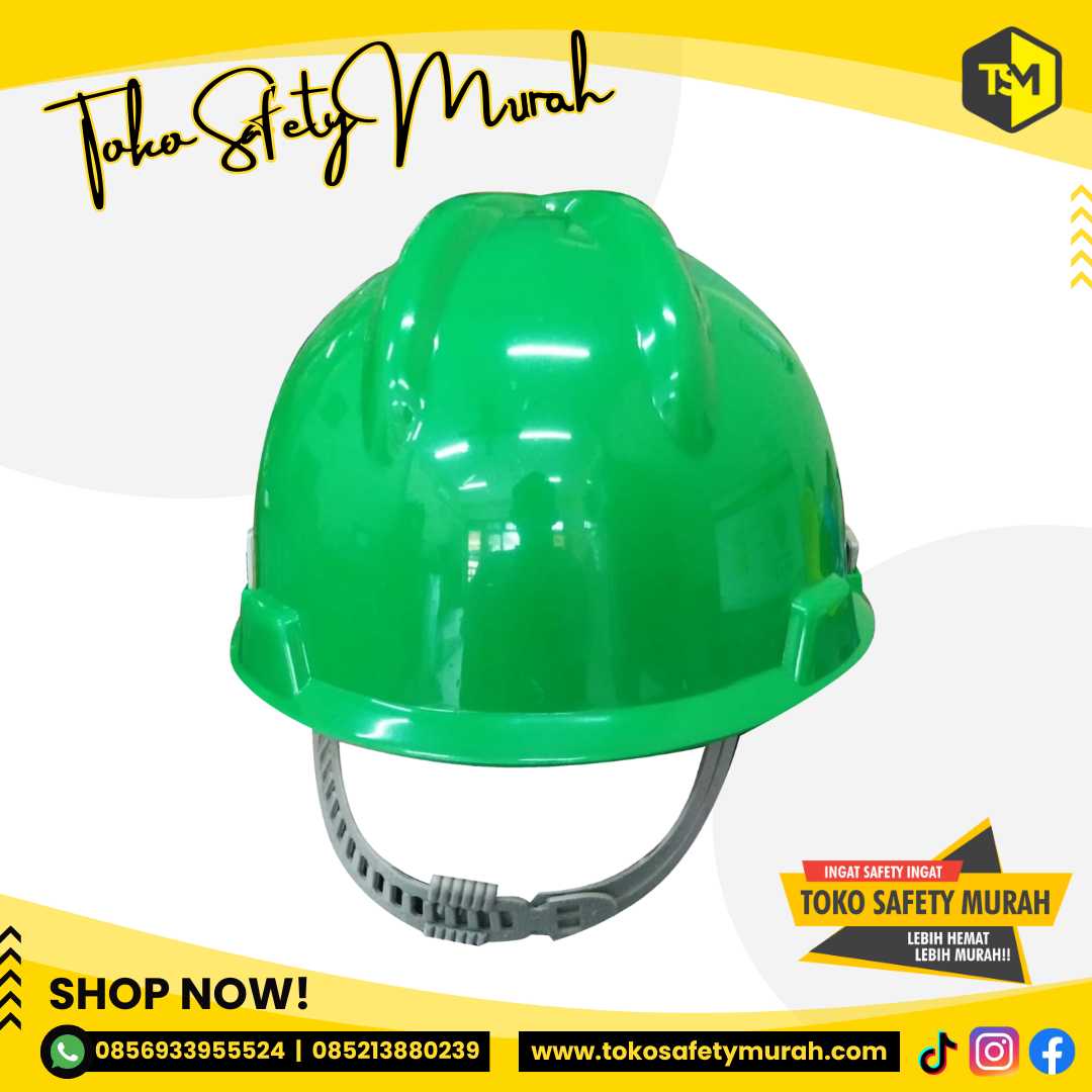 Safety helm Proyek SNI Tebal Safety Helmet Hijau ( ISO 9001 ) #Jual Alat Pelindung Diri APD Alat Keselamatan Kerja K3 - Image 5