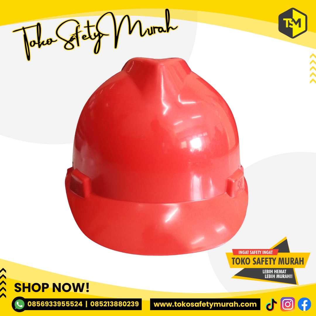 Helm Proyek V-Guard Safety SNI ISO 9001 K3 / FREE inner tali dagu / Merah #Jual Alat Pelindung Diri APD Alat Keselamatan Kerja K3 - Image 4