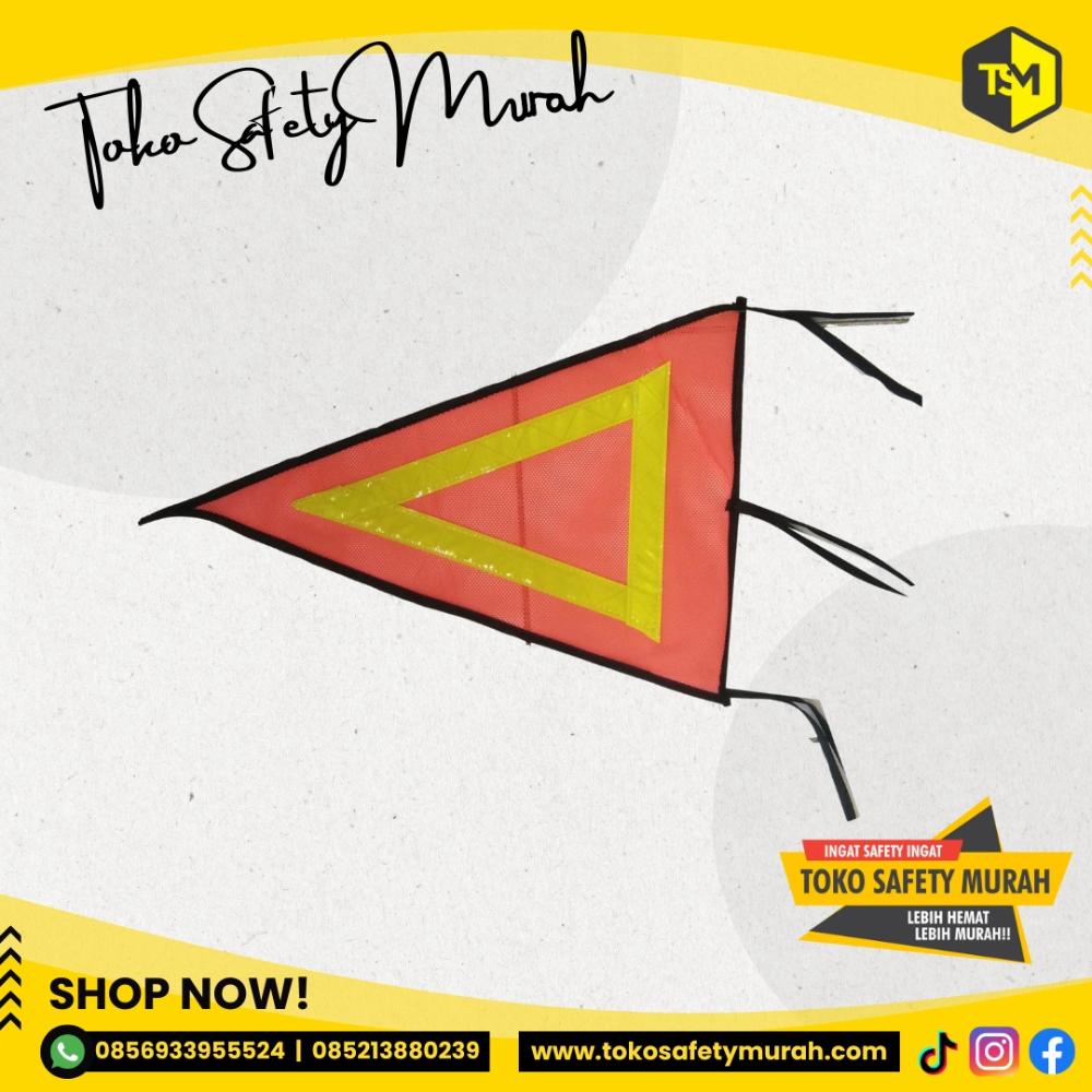 Bendera Segitiga Safety Buggy Whip Jaring Flagman Orange / Bendera Tiang Mobil Tambang