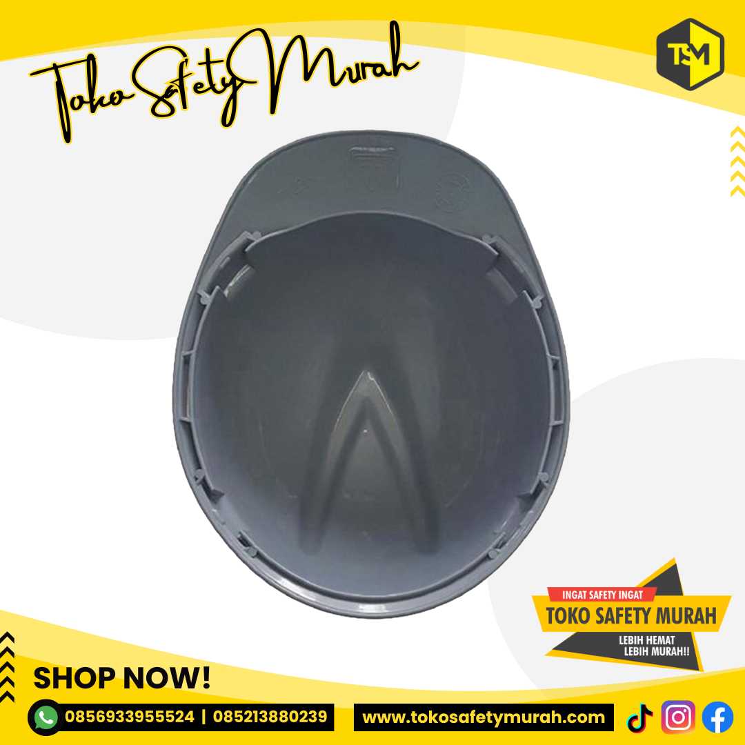 Safety Helmet Murah / Helm Pengunjung Proyek A3 Abu abu + Inner Biasa #Jual Alat Pelindung Diri APD Alat Keselamatan Kerja K3 - Image 3