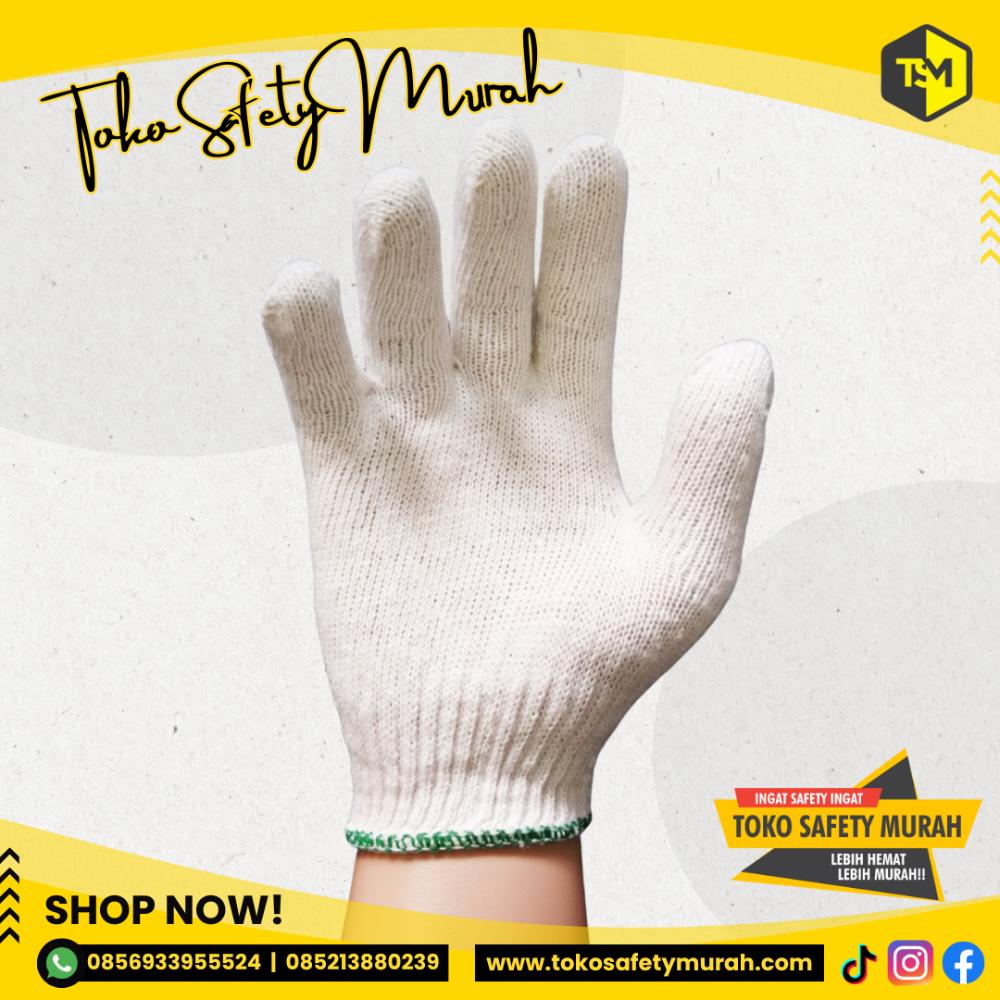 Sarung Tangan Kerja Kain Katun Rajut Benang 3 Sumo B3 Murah / Proyek Tukang Industri Safety Working Glove 3B Putih - Image 5