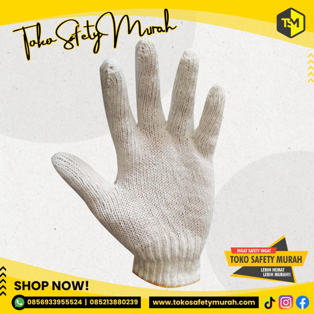 Sarung Tangan 4 Benang Lusinan (12 pasang) / B4 Katun Rajut 4B List Kuning Blue Rabbit Safety Hand Gloves Kerja Industri - Image 4