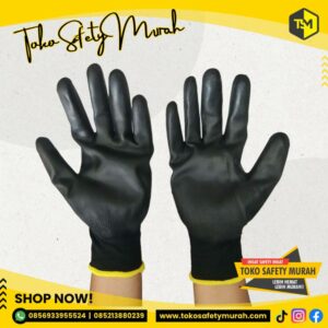 Sarung Tangan Safety Nylon Polyurethane PU Coating Karet Serbaguna