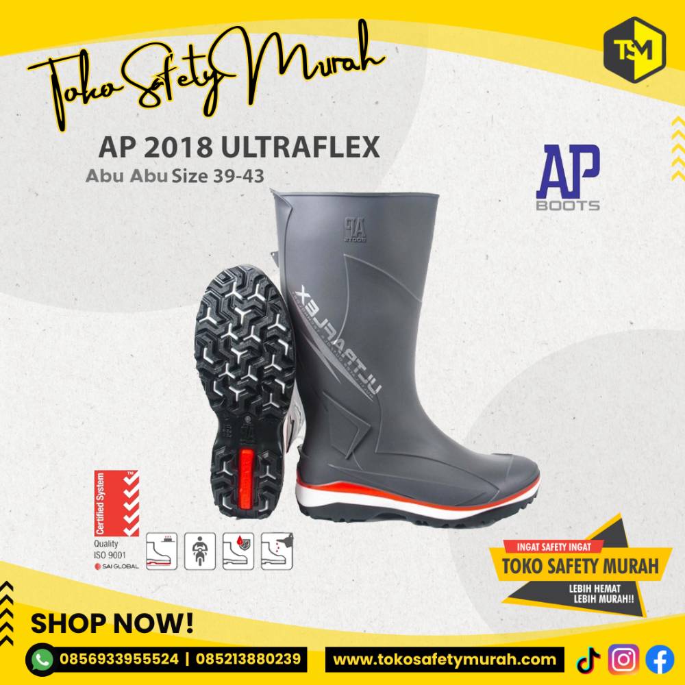 Sepatu Boot Tinggi Anti Air AP Ultraflex 2018 - Grey