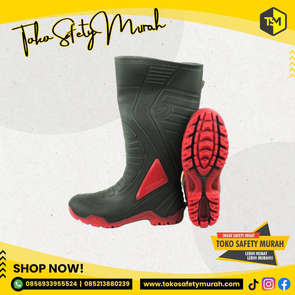 Sepatu Boot Tinggi PVC AP Boots Terra 3 Size 38-42 Merah - Image 3