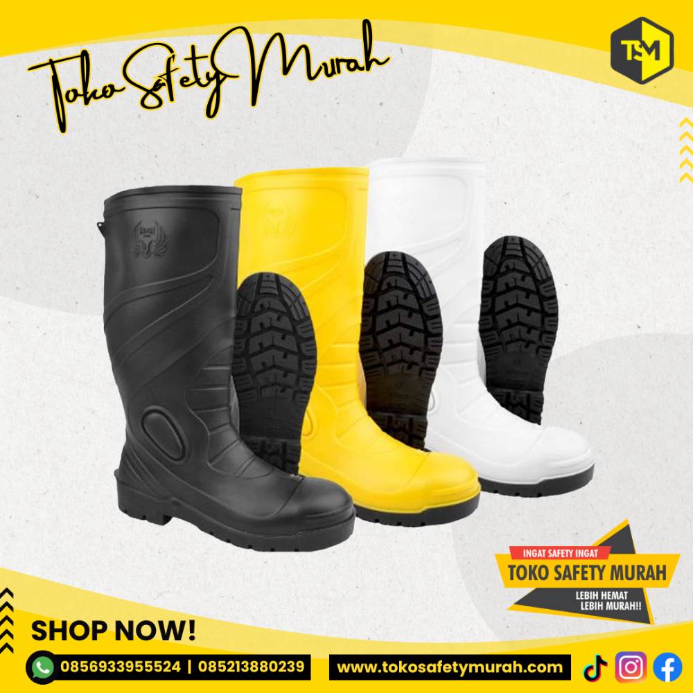 Sepatu Boot Tinggi Safety Toe Cap Besi Anti Slip Anti Licin Sepatu Boots Proyek APD - Image 4