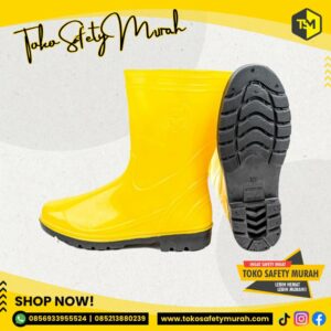 Sepatu Boot Pendek Kuning APD Boots Safety Kontruksi Proyek Perkebunan Murah