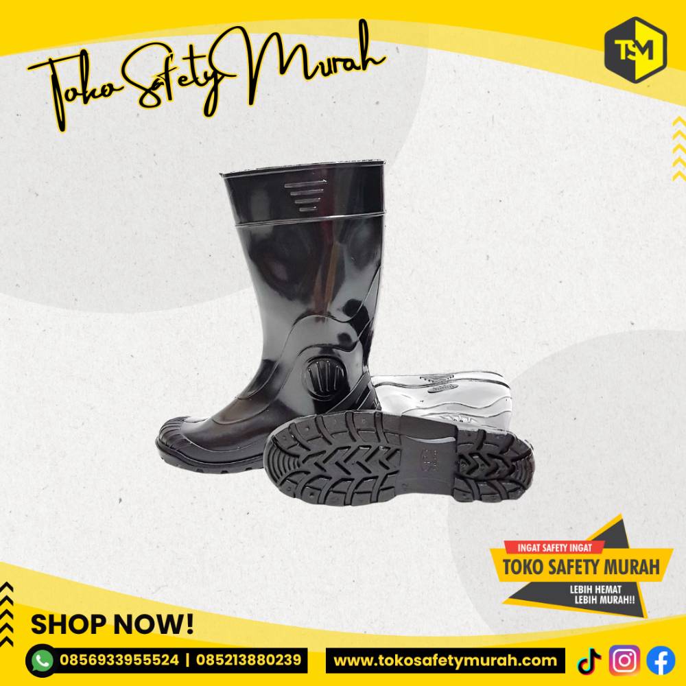 Sepatu Boot Karet Hitam Sepatu Proyek Tahan Air Picco Murah #Jual Alat Pelindung Diri APD Alat Keselamatan Kerja K3 - Image 6