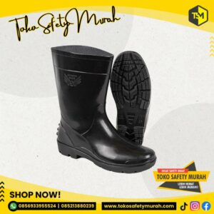 Sepatu Boot Karet Hitam Pendek Boots Kerja Anti Air / APD Safety Konstruksi Proyek Cor Banjir Boots Pria Wanita