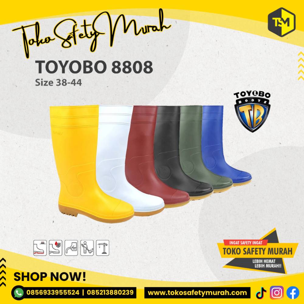 Boot Karet Tinggi TOYOBO Hitam Sepatu Boots PVC Tinggi Size 43-44 - Image 2