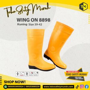Sepatu Boot Wing On Karet Tinggi Kuning #Jual Alat Pelindung Diri APD Alat Keselamatan Kerja K3