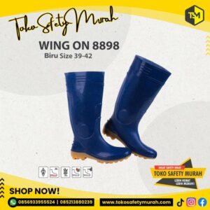Sepatu Boot Karet / Boot Safety / Boots Tinggi Warna Biru Wing On