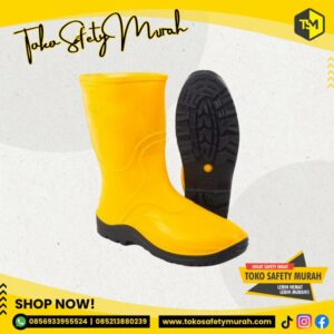 Sepatu Boot Pendek Kuning Boots Karet Lentur Anti Air Antislip APD Kerja Proyek Pabrik Murah