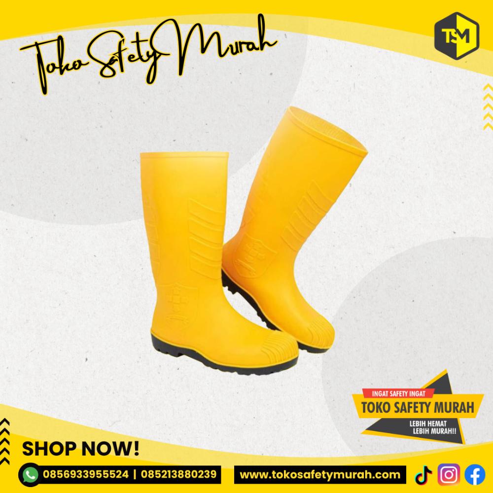 37-43 Sepatu Boot SNI Safety Boots STRENGTH by PETROVA Ujung Besi / Steel Toe Cap PVC Boots Kuning APD Proyek #Jual Alat Pelindung Diri APD Alat Keselamatan Kerja K3