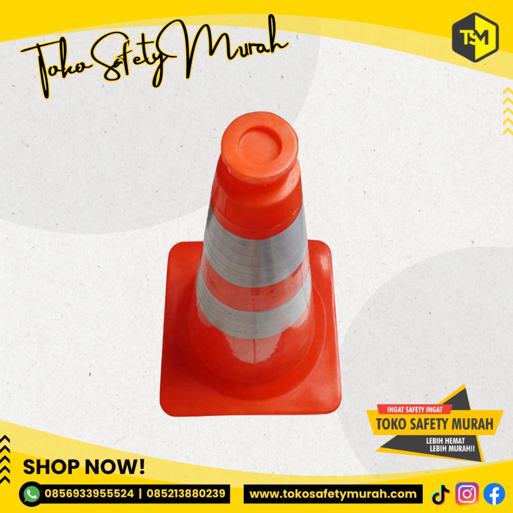 Traffic Cone PVC Plastik 75cm / Kerucut Safety Cone 75 cm Mathes / Pembatas Jalan Lalu Lintas Orange Double Scotlight Murah - Image 2