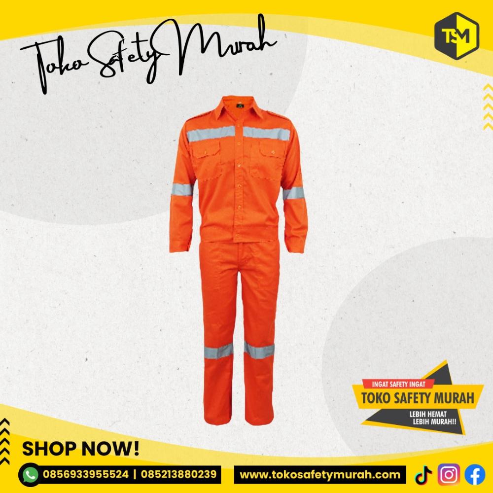 Baju Proyek Safety Wearpack Baju dan Celana Wearpack Safety Size XXL Warna Orange / Biru Dongker / Biru Benhur / Merah