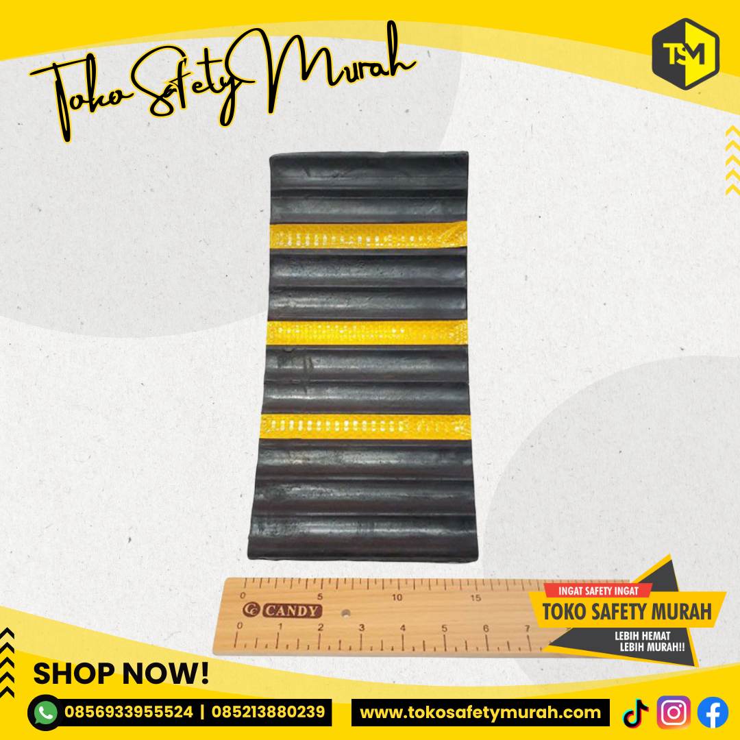 Wheel Stopper Rubber Chock 16cm Ganjalan Ban Mobil Umum SUV / Penahan Roda Bahan Karet Padat - Image 4