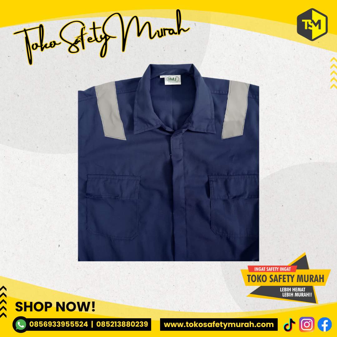 Baju Safety Wearpack IMJ Biru Dongker Terusan 3XL Size XXXL Bahan Tebal #Jual Alat Pelindung Diri APD Alat Keselamatan Kerja K3 - Image 2