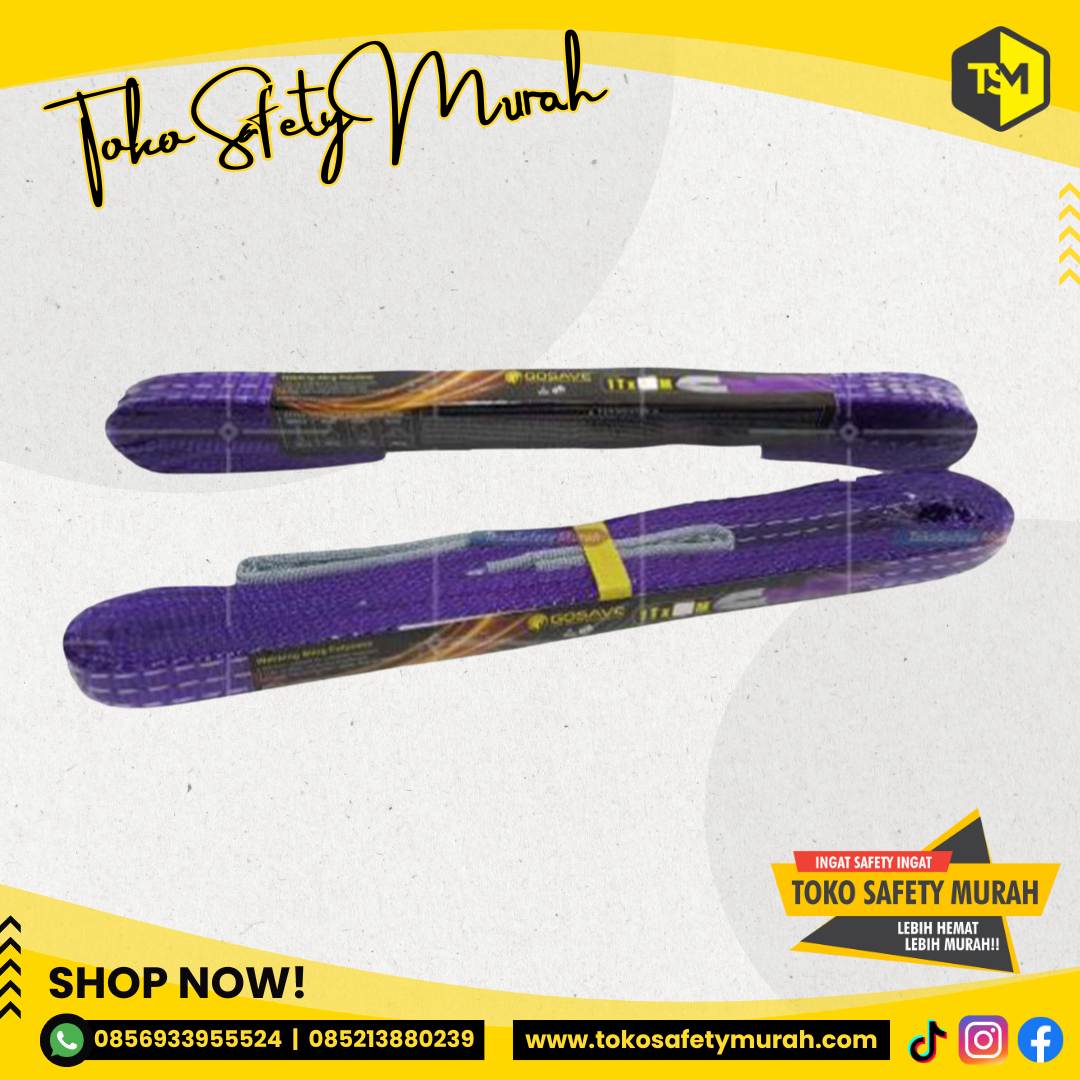 Webbing Sling Gosave 1 Ton X 9 Meter Tali Angkat Safety #Jual Alat Pelindung Diri APD Alat Keselamatan Kerja K3 - Image 2