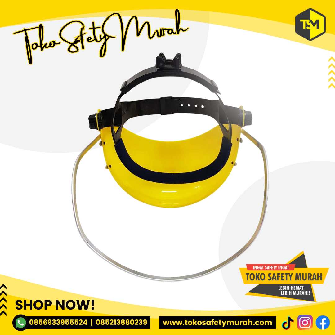 1 set Full Face Shield+Visor APD Premium Safety / Pelindung Muka Wajah Kuning / Kerja Las Gerinda Gurinda #Jual Alat Pelindung Diri APD Alat Keselamatan Kerja K3 - Image 3