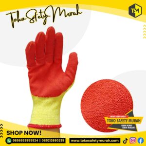Sarung Tangan Safety Lapis Karet Latex Tebal SAS utk Angkat Kaca Telapak Anti Slip Kombinasi Katun Latex