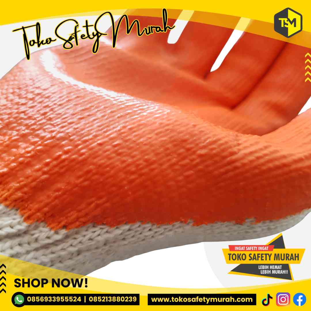 Sarung Tangan Lapis Karet Premium / Industri Kaca Safety Glove Cotton Latex General Work / Grip Kuat Antislip Licin - Image 3