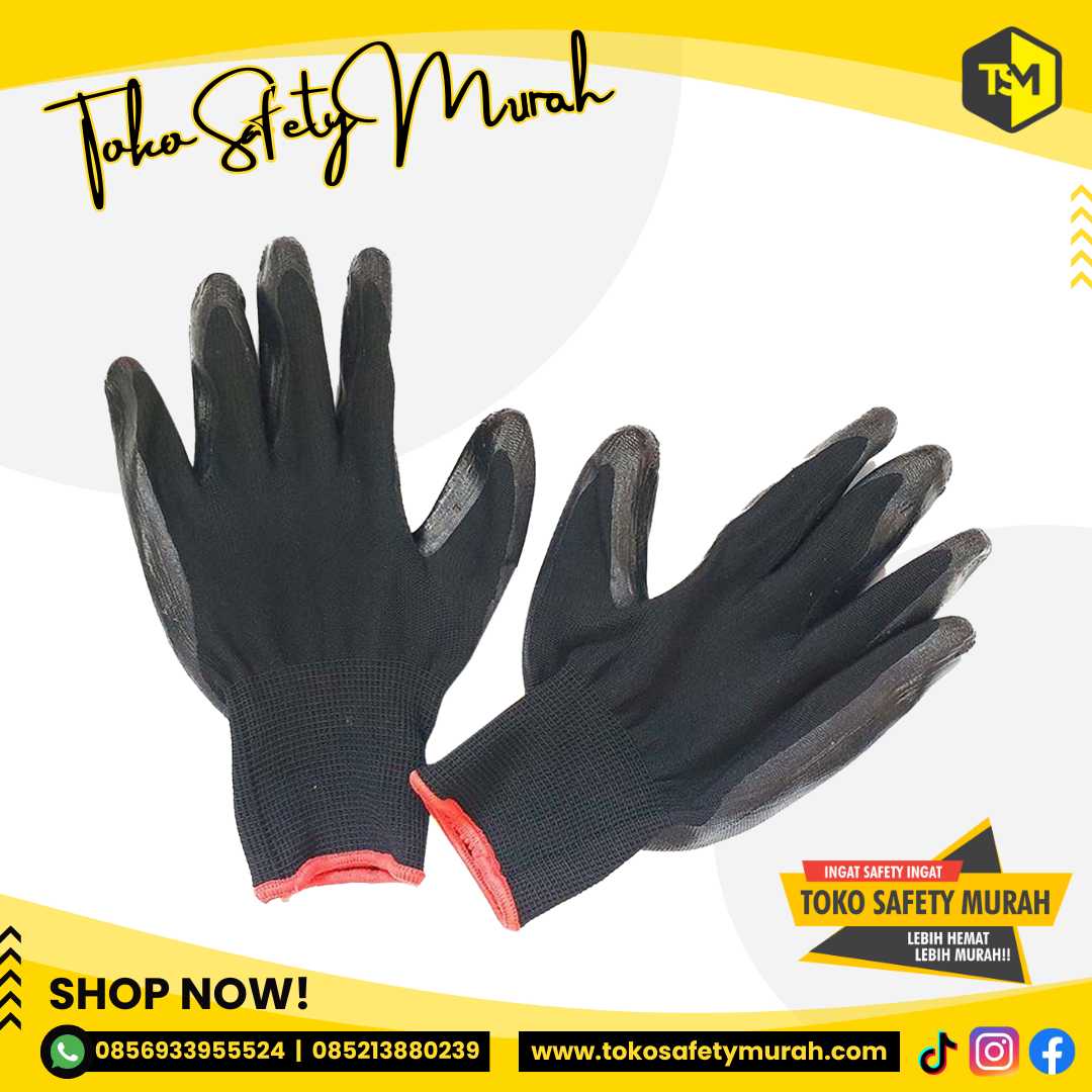 Sarung Tangan Kerja Anti Statis Palmfit PU Coated / Palm Fit Lapis Karet / Pelindung Tangan Safety Glove Mekanik Industri Proyek - Image 5