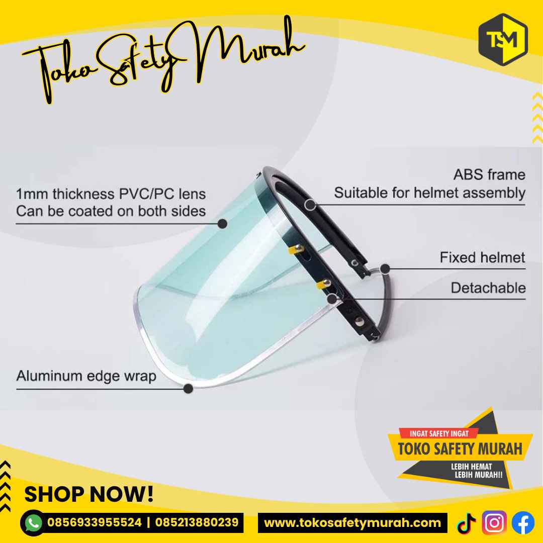 Welding Face Shield Bracket Visor untuk Helm Proyek Kedok Las Topeng Faceshield Aluminium Gerinda - Image 3