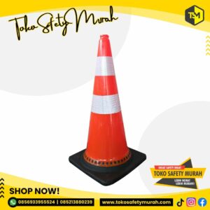 Traffic Cone Rubber 75cm Kerucut Pembatas Jalan Traffic Cone Safety Base Hitam PVC Karet 75cm Scotlight PUTIH-KUNING / PUTIH-PUTIH