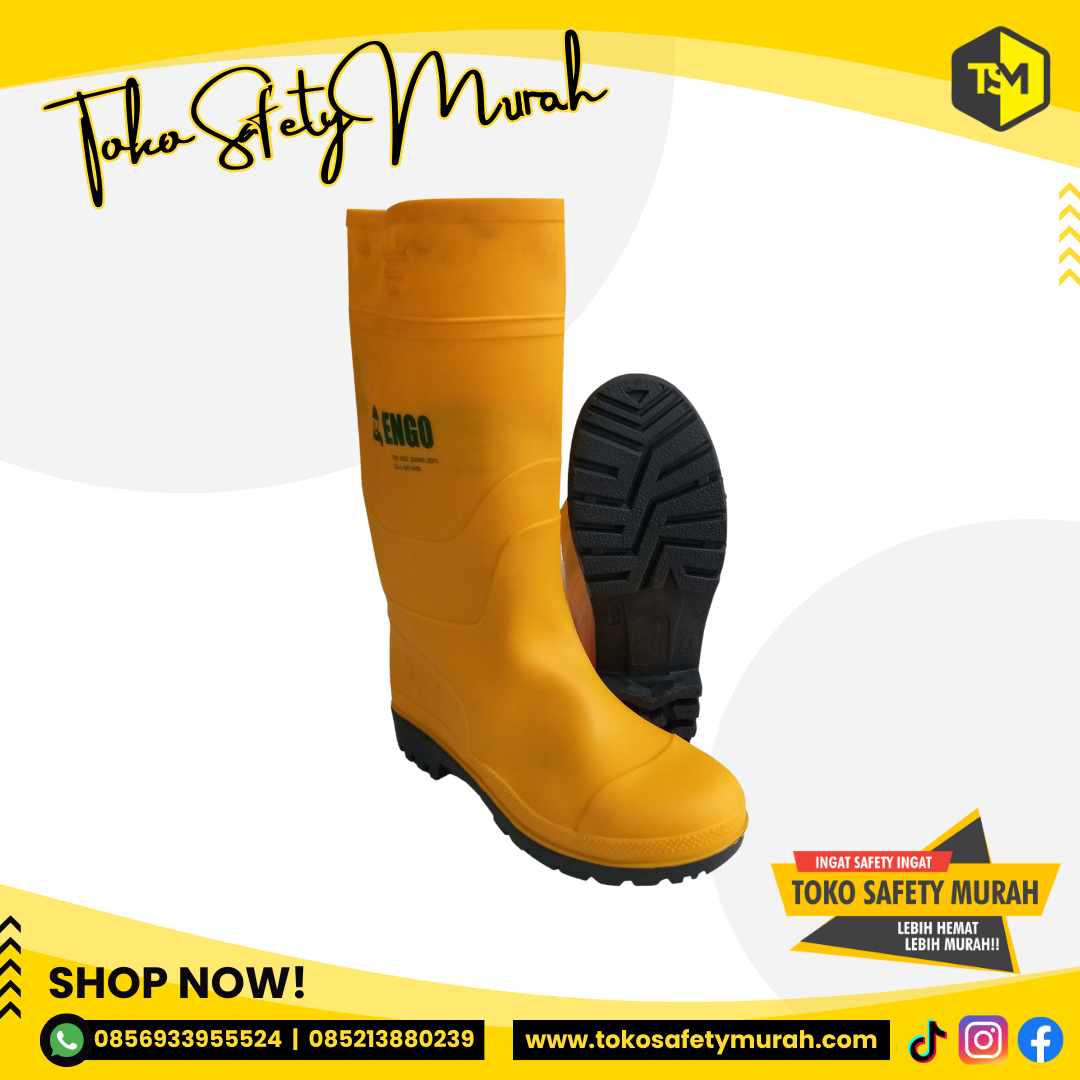 Sepatu Boot Rubber Steel Toe Ujung Besi Sepatu Boot Safety Kuning Size 39-43 - Image 3