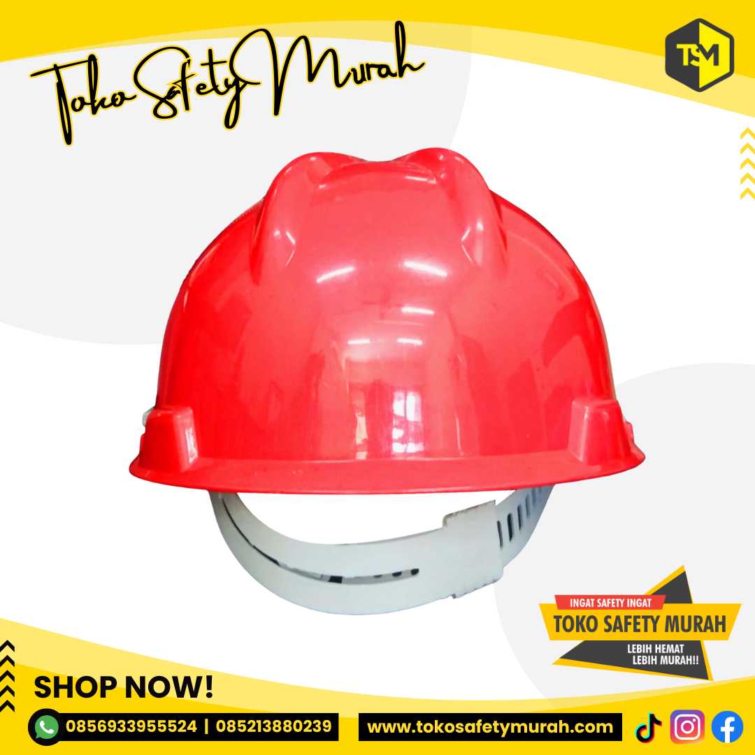 Helm Safety KSE K3 Officer Penutup Kepala Proyek A3 Merah Inner Biasa Murah #Jual Alat Pelindung Diri APD Alat Keselamatan Kerja K3 - Image 2