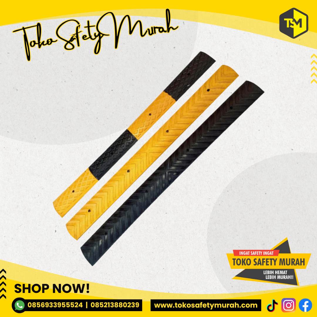 Speedbump Mini / Polisi Tidur Kecil / Rubber Speed Bump 10 cm / Pita Penggaduh Garis Marka Kejut hitam kuning Marka Jalan - Image 4