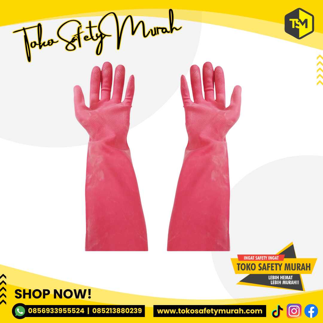 Sarung Tangan Rubber Serbaguna Seagull 16 inch / Sarung Tangan Tahan Kimia Panjang 40 cm#Jual Alat Pelindung Diri APD Alat Keselamatan Kerja K3 - Image 2