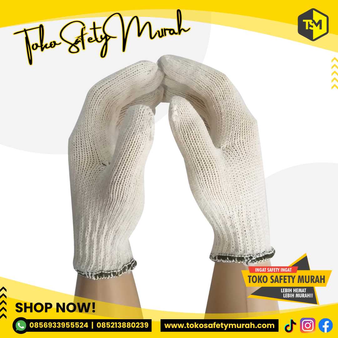 Sarung Tangan 8 Benang Kain Katun Tebal Rajut B8 Working Safety Glove Proyek 8B Lusinan Murah - Image 3