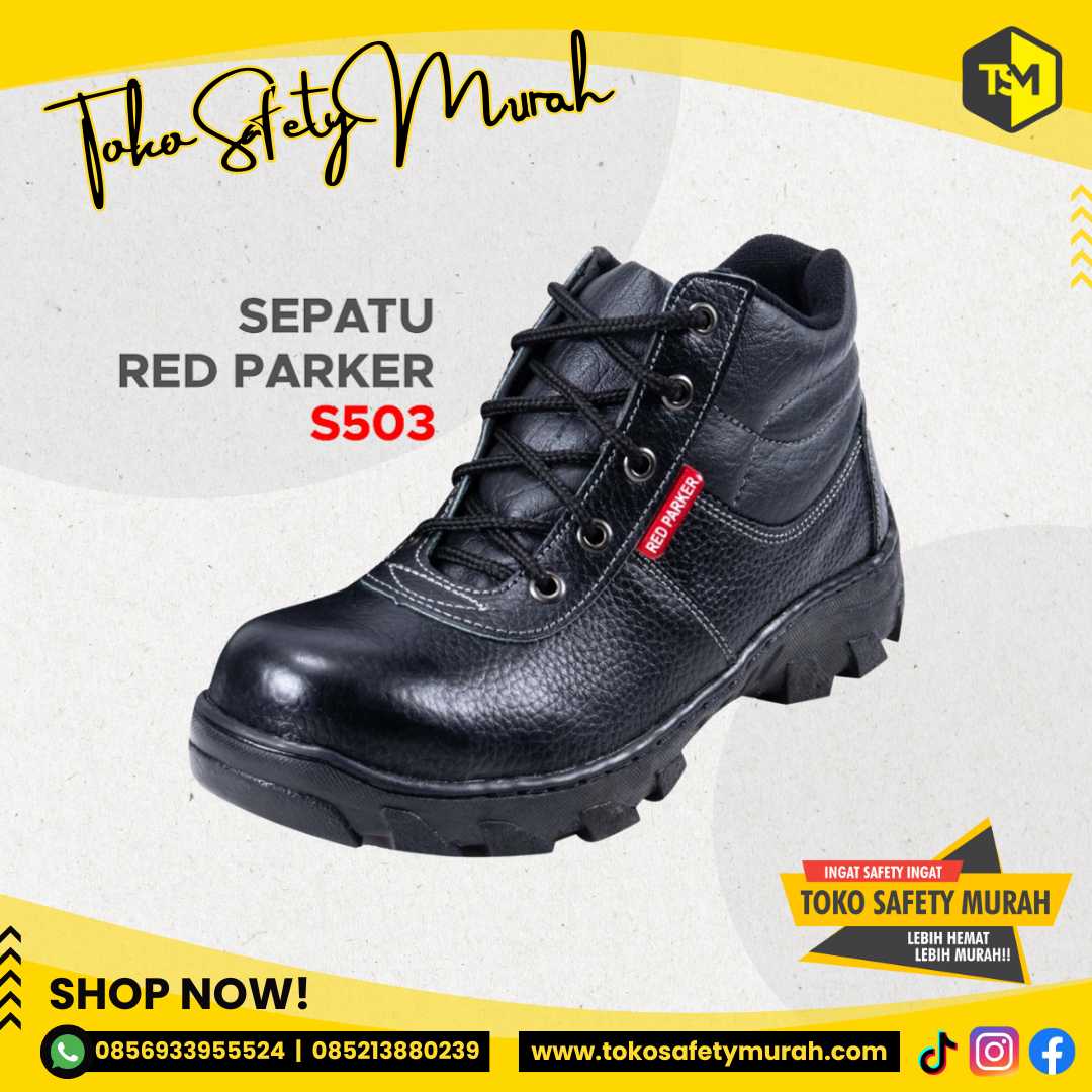 Sepatu Safety Tali / Sepatu Kerja Safety Red Parker S503 Size 36-43 - Image 2
