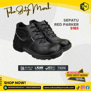 Sepatu Safety Red Parker Sepatu Kerja Safety Warna Hitam Model Tali Size 44-45