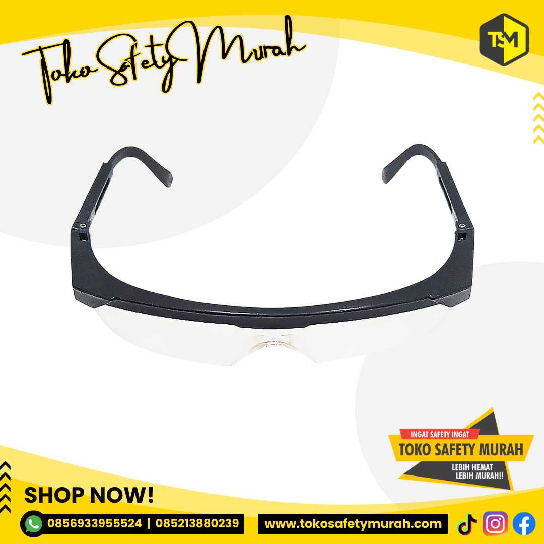 Kacamata Las Kotak Clear Bening V-PRO Gurinda Safety Glasses Proyek #Jual Alat Pelindung Diri APD Alat Keselamatan Kerja K3 - Image 5