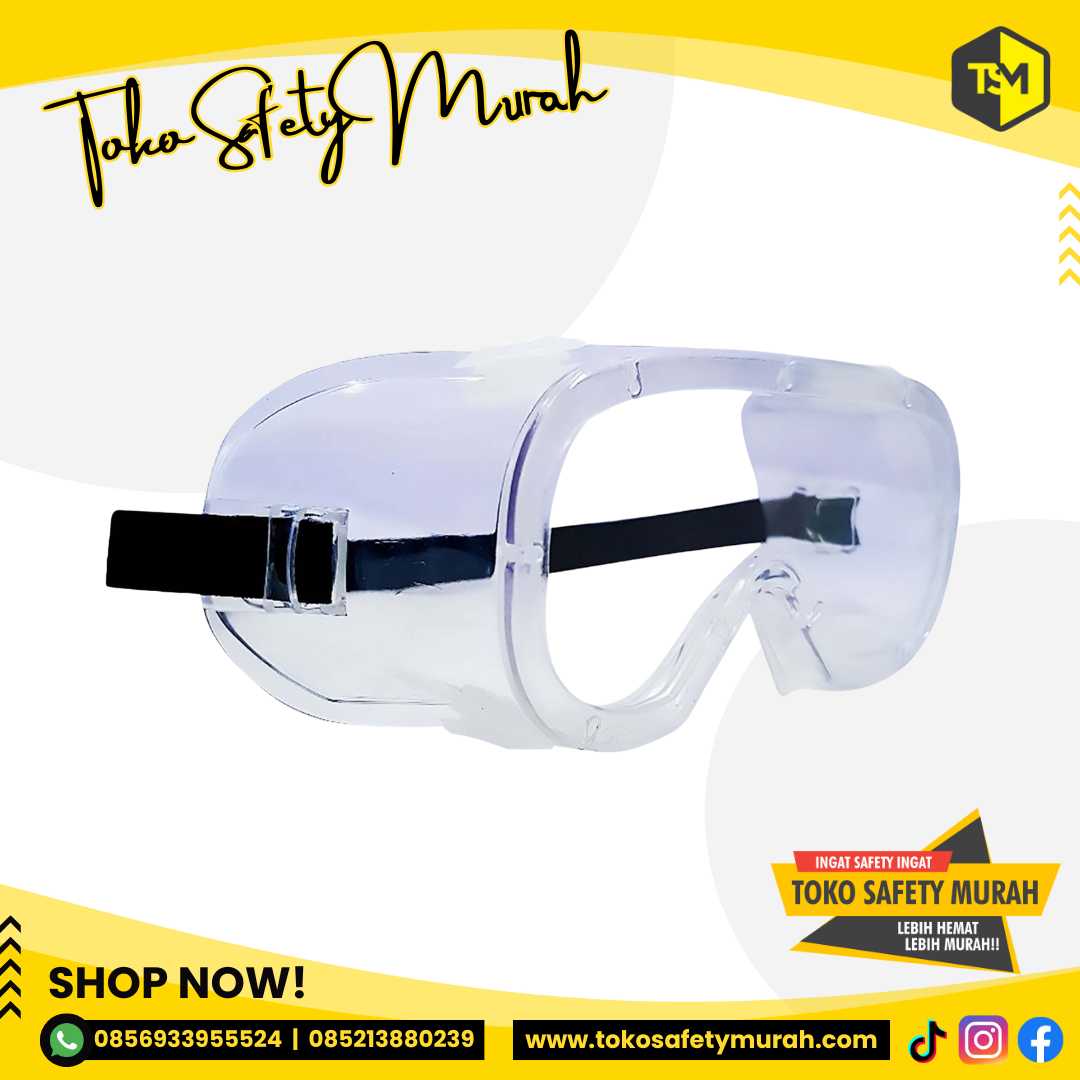 Kacamata Debu Lab Pelindung Mata Goggle Bening Best Quality #Jual Alat Pelindung Diri APD Alat Keselamatan Kerja K3 - Image 3