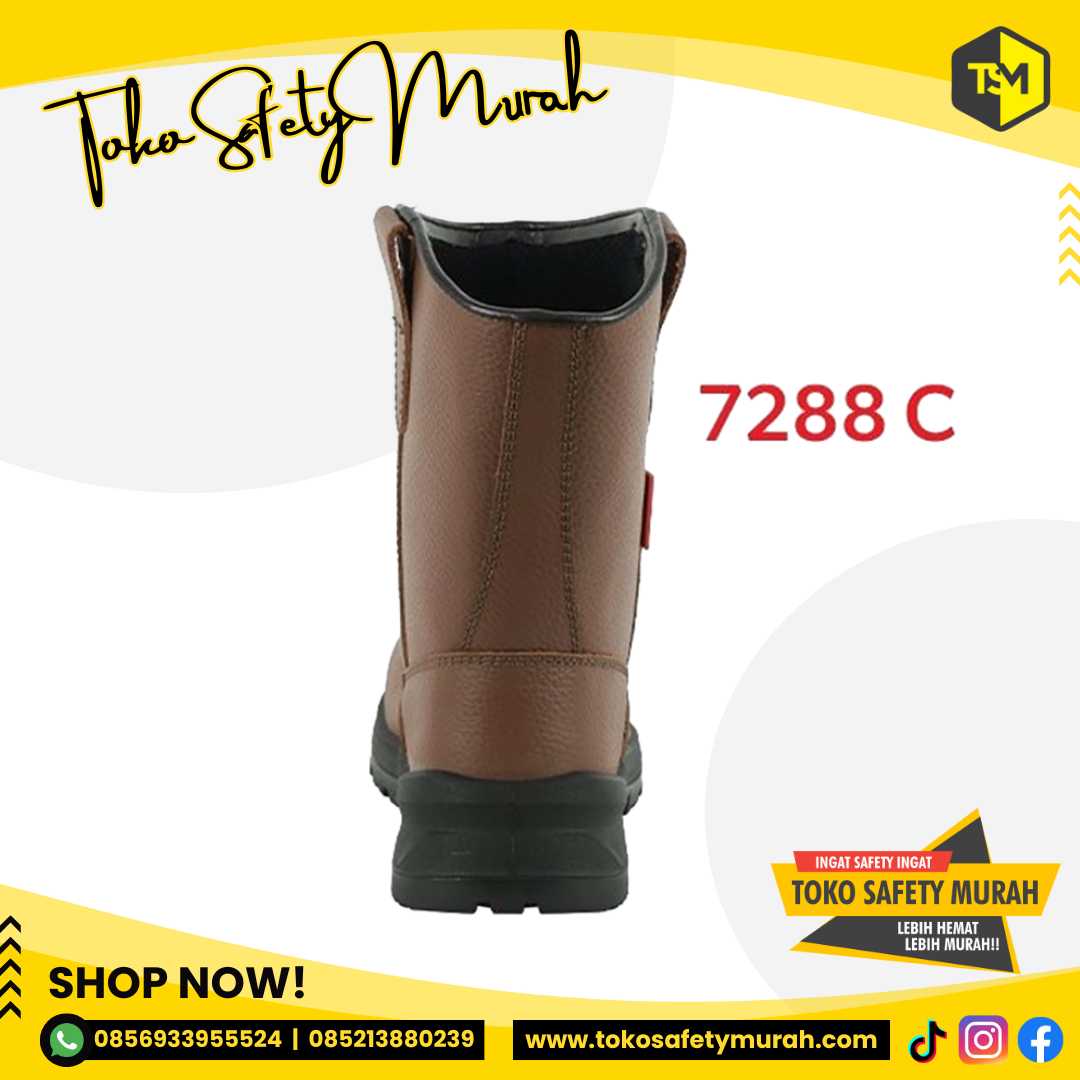 Sepatu Safety Tinggi Cheetah 7288 Cokelat Safety Boot Safety Shoes - Image 4