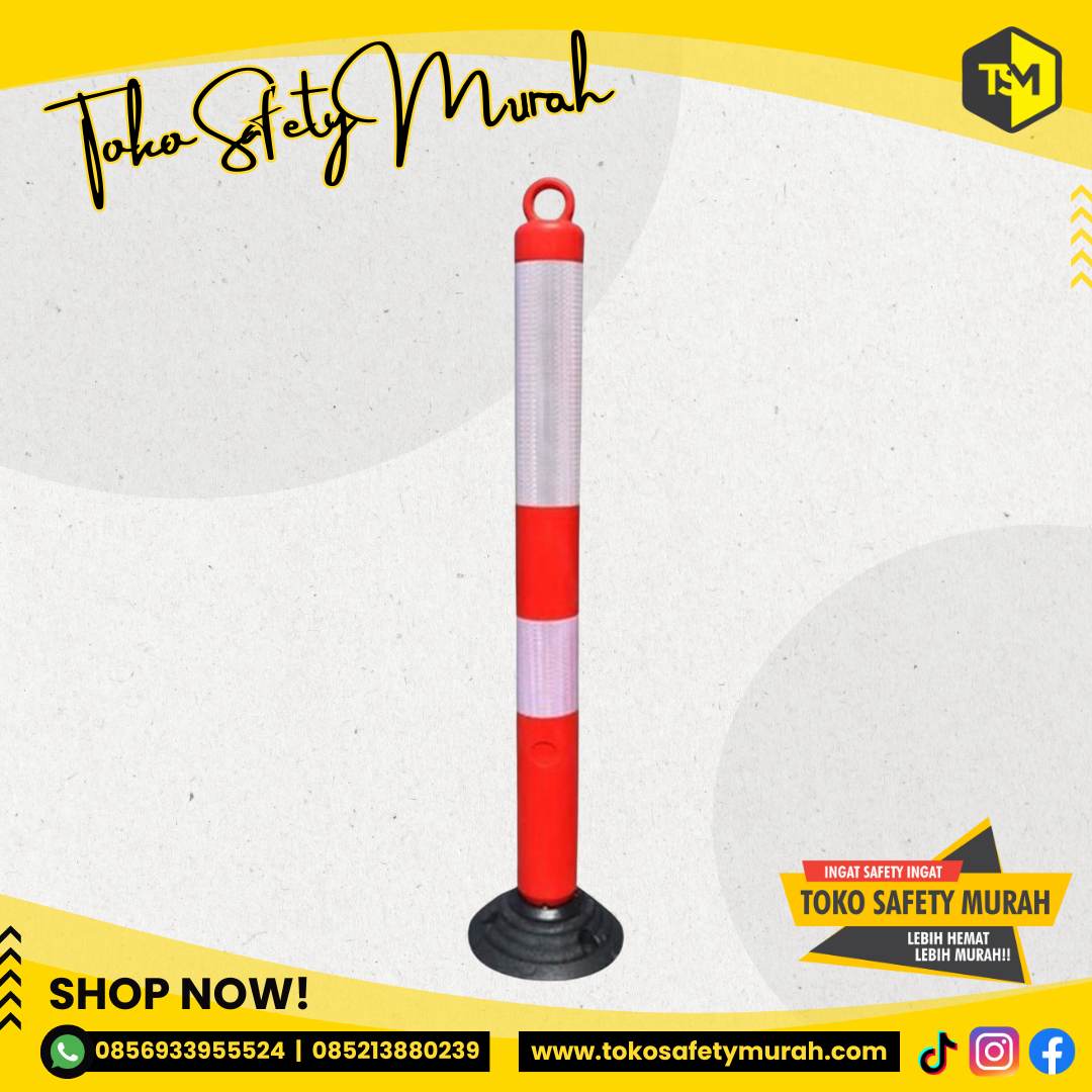 Stick cone Rubber 120 cm / T Top Bollard Base Alas Karet Dynabolt / Tiang Pembatas Lalu Lintas Marka Jalan 120cm - Image 2