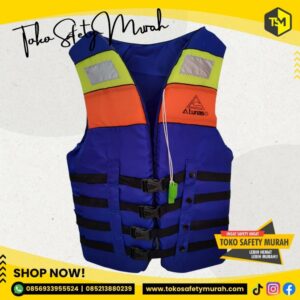 Safety Vest L Biru ATUNAS Life Jaket Pelampung Keselamatan Rompi Baju Renang