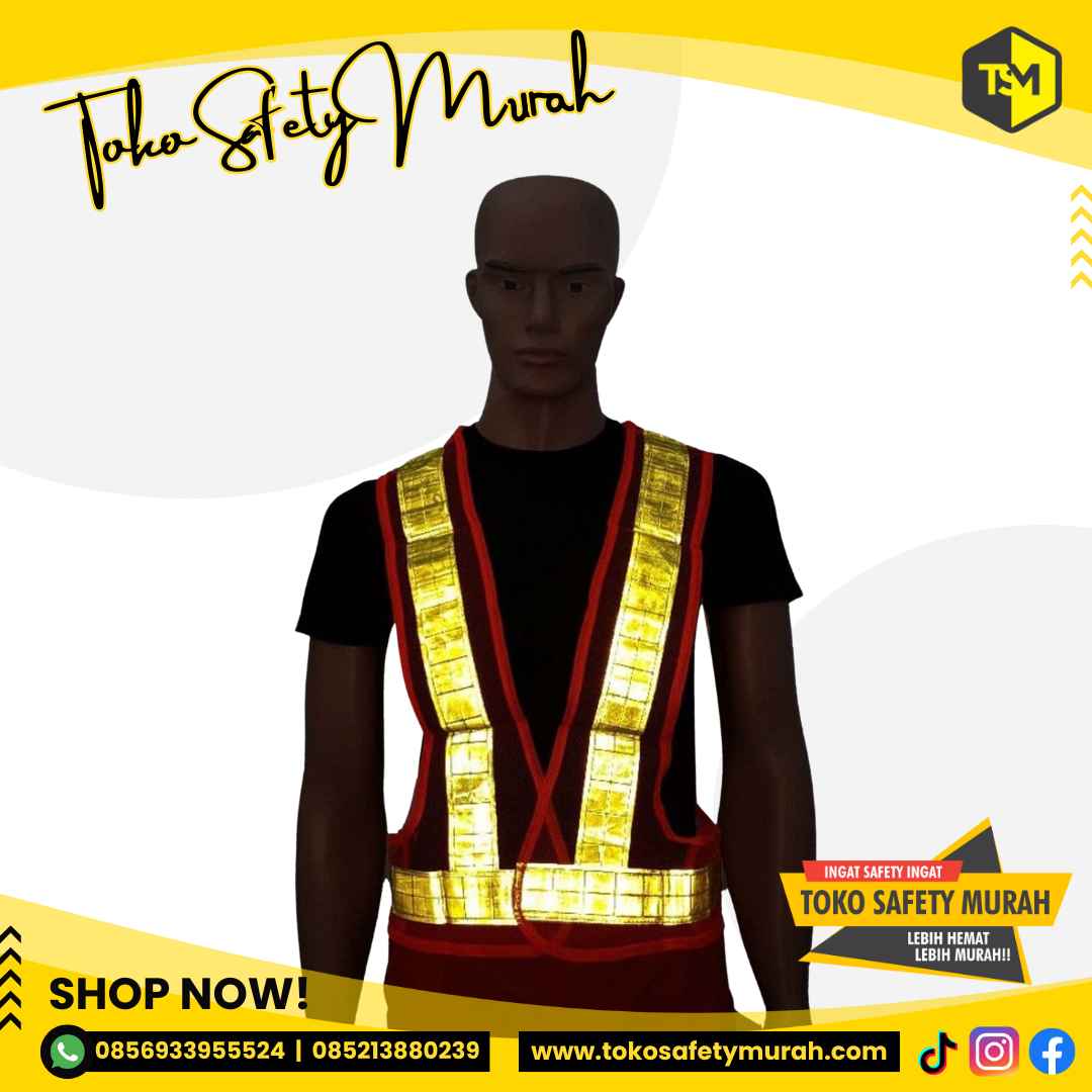 Rompi Jaring V Guard Orange Scotlight Kuning Safety Vest Jala / Baju Proyek #Jual Alat Pelindung Diri APD Alat Keselamatan Kerja K3 - Image 4