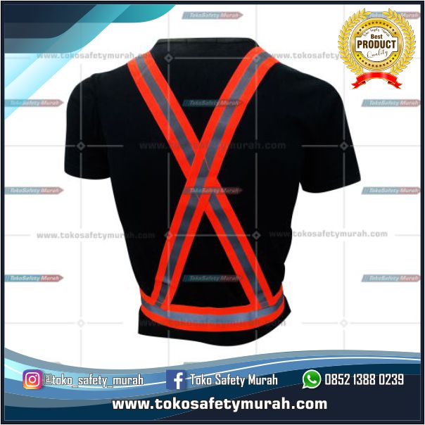 Rompi V Karet Elastis Orange / Rompi Safety Gesper Murah #Jual Alat Pelindung Diri APD Alat Keselamatan Kerja K3 - Image 3