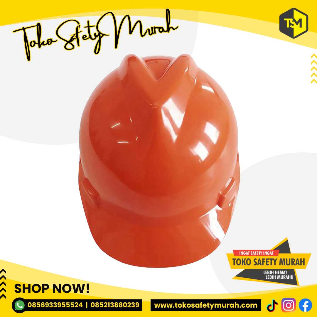 Helm SNI Proyek AAA Orange + Fastrek Sarang Putar + Tali Dagu. Helmet Warna Terang Mengkilap #Jual Alat Pelindung Diri APD Alat Keselamatan Kerja K3 - Image 4